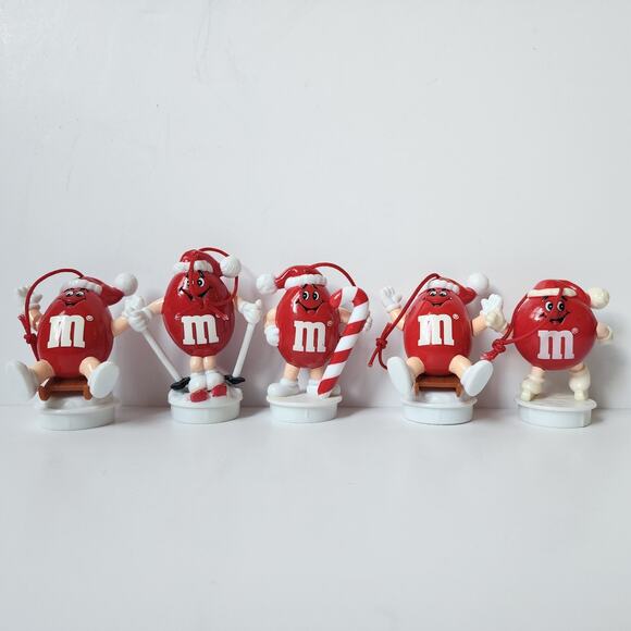 Vintage M&M Christmas Ornaments Yellow Green Red Candy Tube Topper Lot Of 24 - Picture 7 of 9